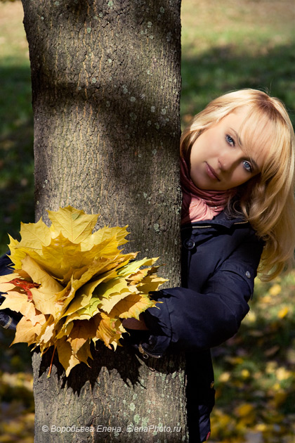 Осень, парк, листья, девушка